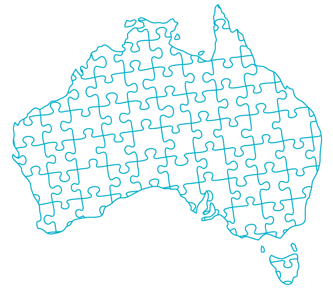 Outline of Australia cut into jigsaw puzzle pieces | Australian Corporate Governance